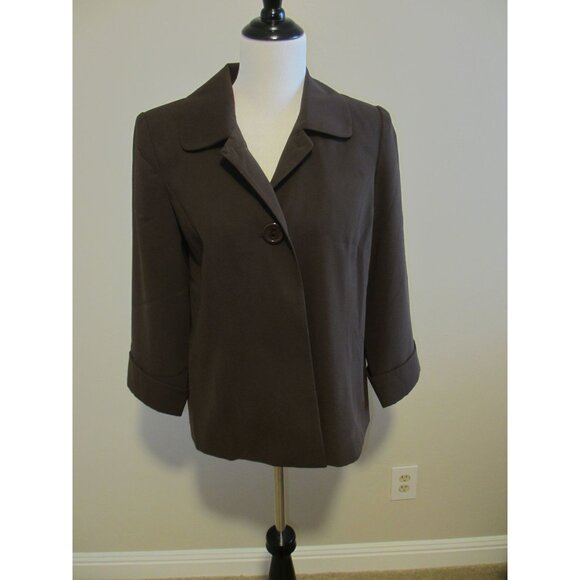 GIORGIO SANTANGELO Brown Womens Blazer Jacket Size 10 With Cuffed Sleeves & Butt - Picture 1 of 5